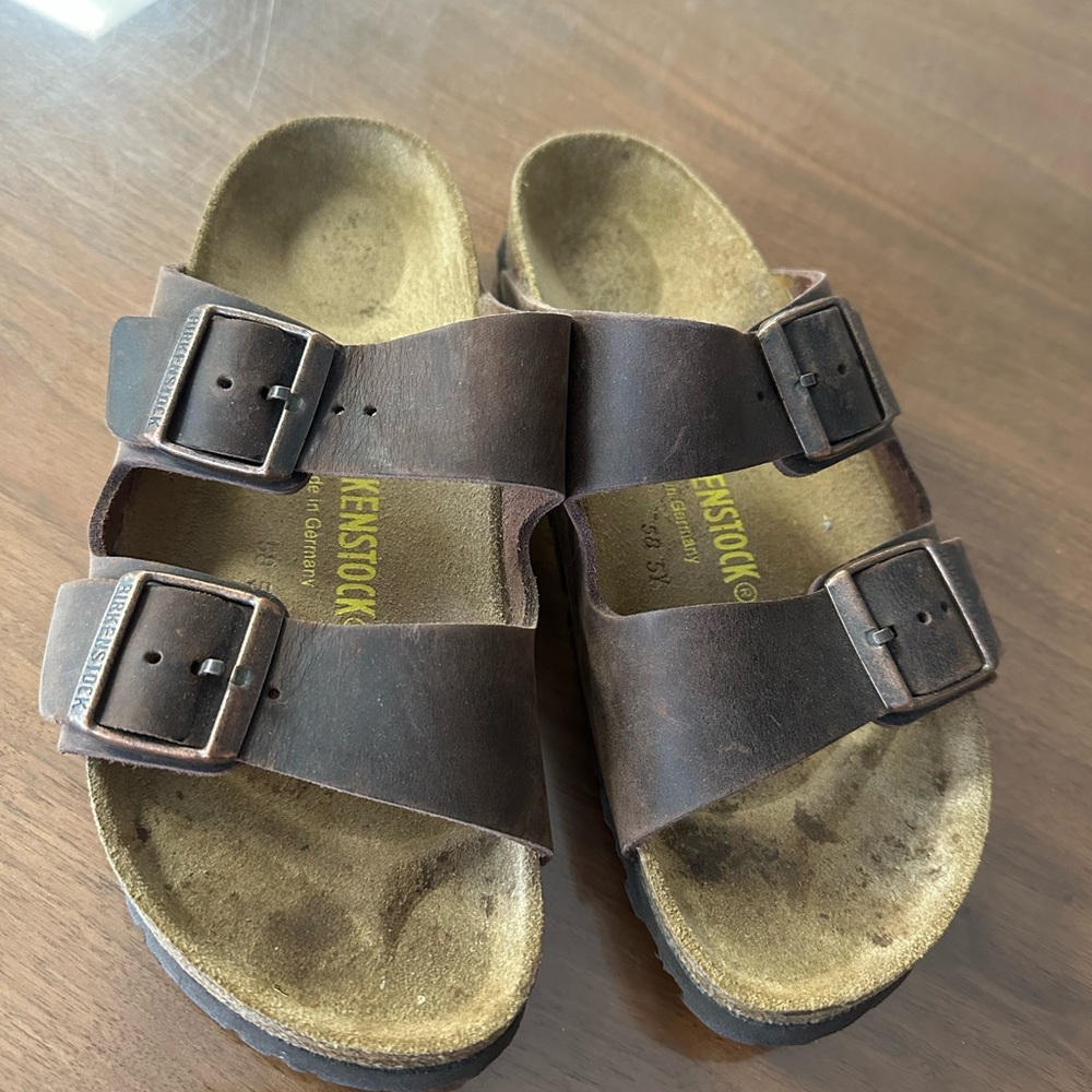 Birkenstock Arizona Sandals in Dark Brown Leather